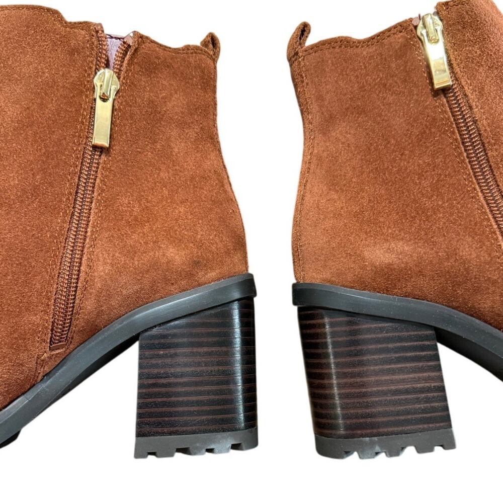Franco Sarto Trent Women’s Ankle Boots Russet Brown Suede Leather Sz 7.5 WNWB - Picture 7 of 16